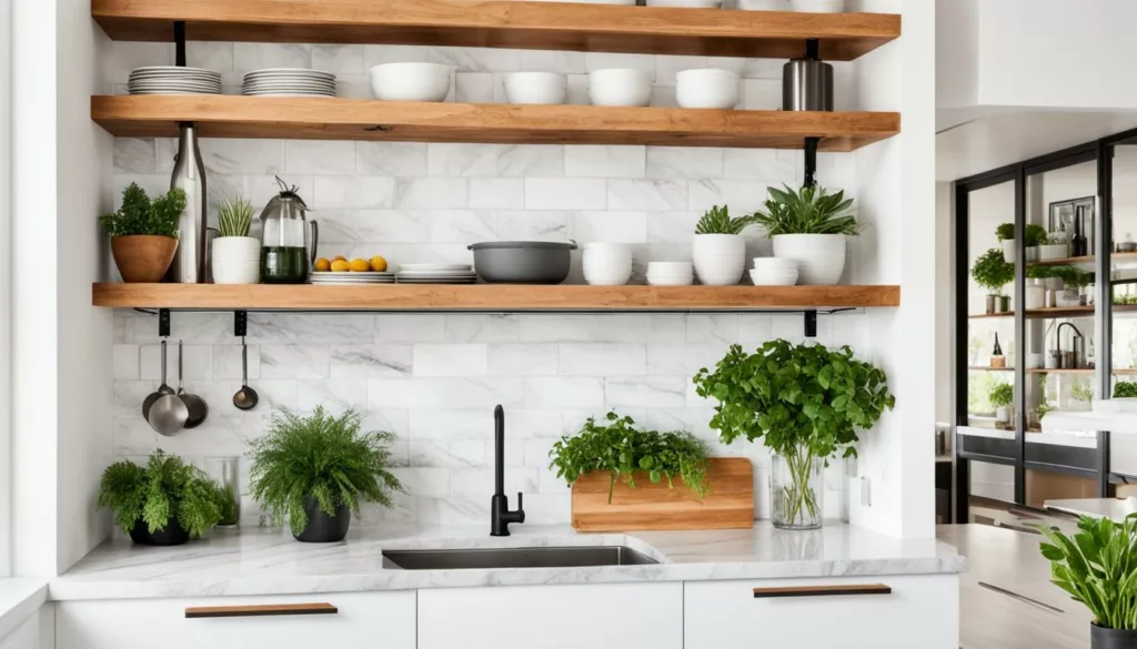 open shelving kitchen